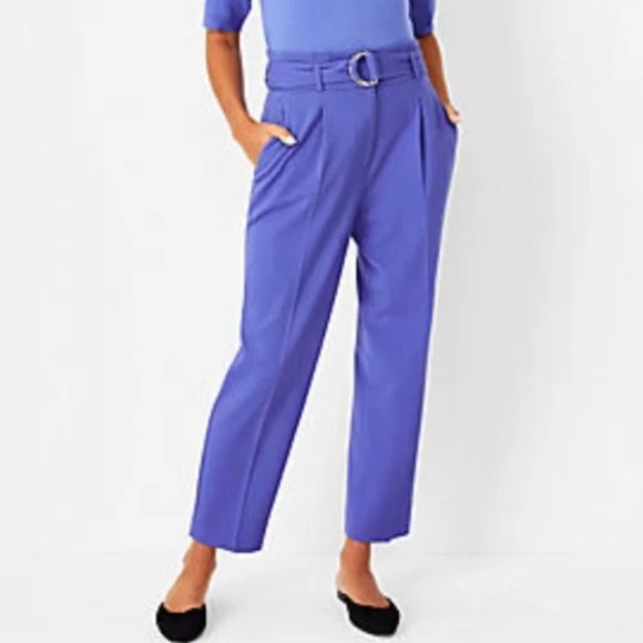 Ann Taylor Pants - Ann Taylor Blue Belted Paperbag Ankle Pant 8 Tall